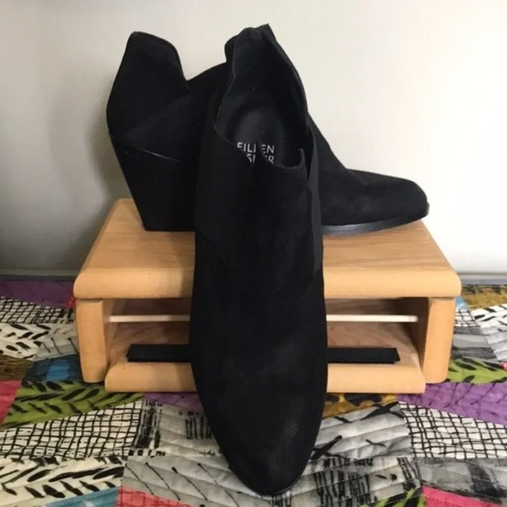 Eileen Fisher Black Leather Ankle Boots sz 7